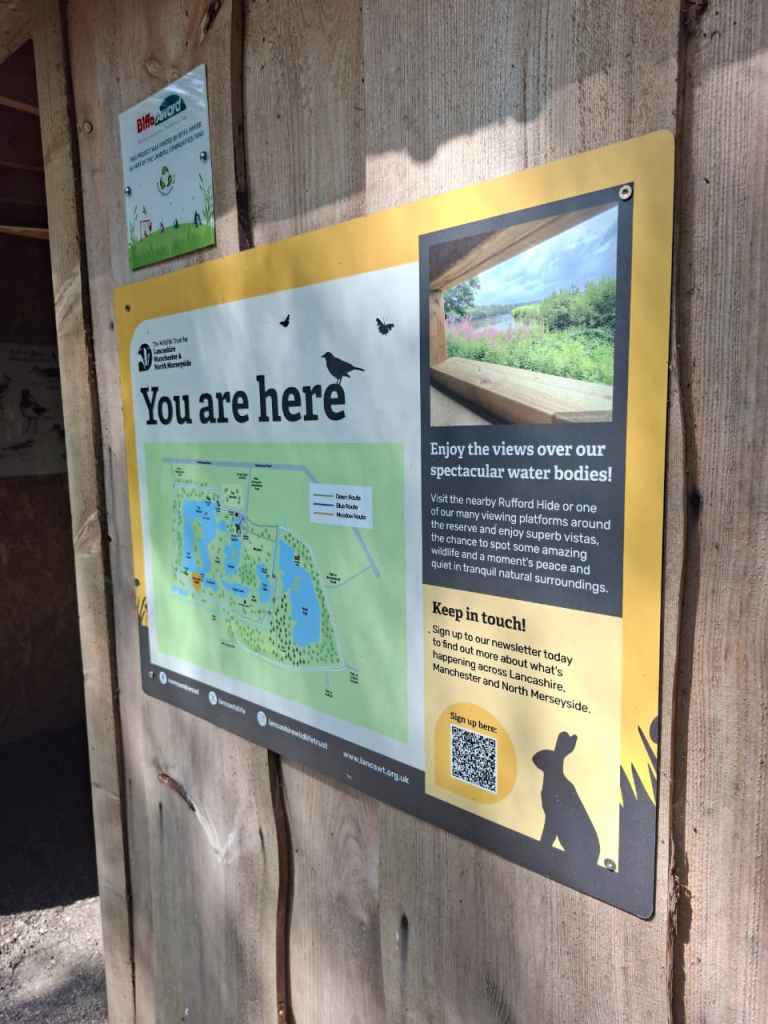 A bird hide overlooking a lake in Martin Mere park.